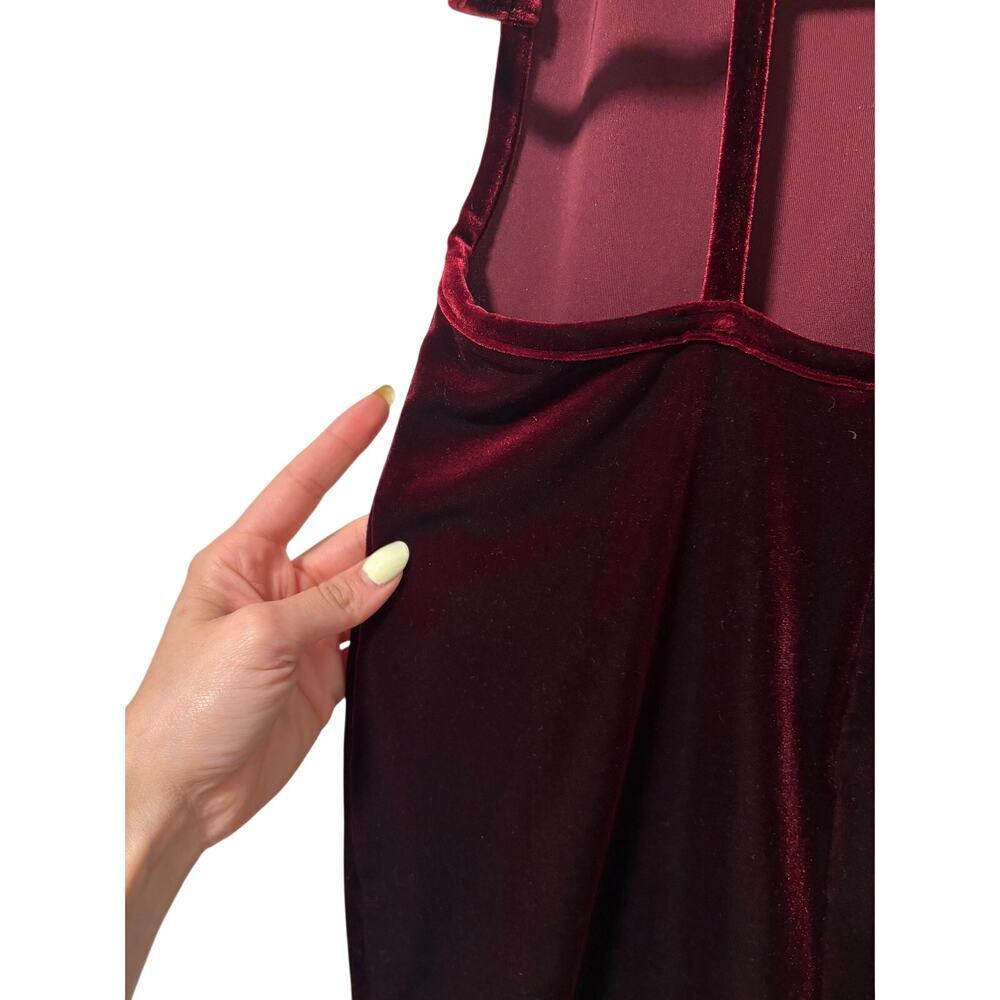 American Apparel Burgundy Velvet Bodycon Mini Dress Spaghetti Strap Size M - Picture 8 of 10